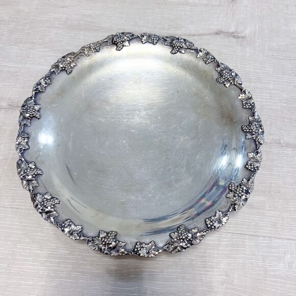 Vintage Homan Plate Electro Plated Nickel Silver 10in Platter #3157 Grapevine - Picture 1 of 6
